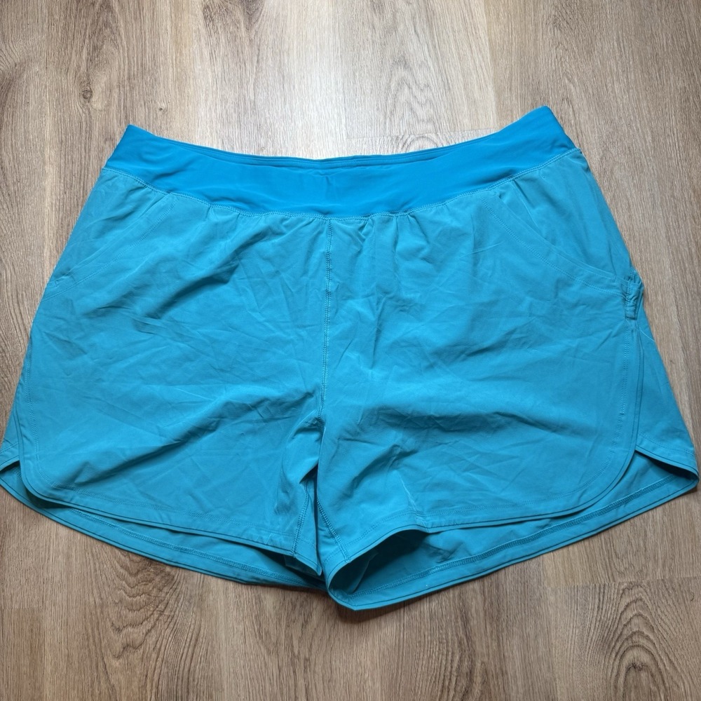 Lands End Swim Shorts Women 24W Blue Pockets Quick Dry Athletic‎ Active Nylon